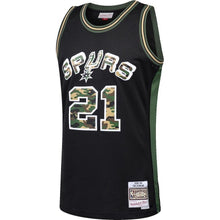 Load image into Gallery viewer, Tim Duncan San Antonio Spurs Mitchell &amp; Ness Straight Fire Camo Swingman Jersey – Black