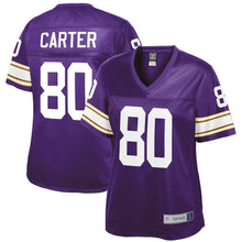 Load image into Gallery viewer, Cris Carter Minnesota Vikings Pro Line Women&#39;s Retired Player Jersey – Purple 2018/2019