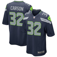Load image into Gallery viewer, Chris Carson Seattle Seahawks Game Jersey - Navy 2018/2019