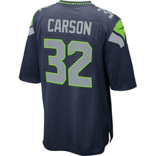 Load image into Gallery viewer, Chris Carson Seattle Seahawks Game Jersey - Navy 2018/2019
