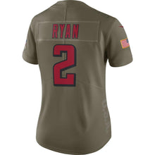 Load image into Gallery viewer, Matt Ryan Atlanta Falcons Women's Salute to Service Limited Jersey - Olive 2018/2019