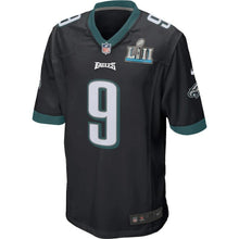 Load image into Gallery viewer, Men's Nick Foles Black Philadelphia Eagles Super Bowl LII Game Jersey 2019