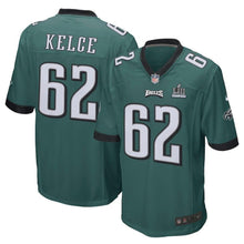 Load image into Gallery viewer, Jason Kelce Philadelphia Eagles Midnight Green Super Bowl LII Champions Patch Game Jersey 2019