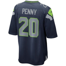 Load image into Gallery viewer, Rashaad Penny Seattle Seahawks Draft First Round Pick Game Jersey – Navy 2018/2019
