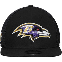 Load image into Gallery viewer, New Era Baltimore Ravens Black Mesh Fresh 9FIFTY Adjustable Hat