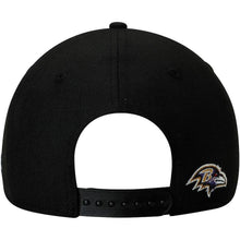 Load image into Gallery viewer, New Era Baltimore Ravens Black Gothic Script 9FIFTY Adjustable Snapback Hat