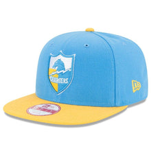 Load image into Gallery viewer, New Era Los Angeles Chargers Powder Blue/Gold Historic Logo Baycik 9FIFTY Snapback Adjustable Hat