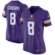 Load image into Gallery viewer, Kirk Cousins Minnesota Vikings Women's Game Jersey – Purple 2018/2019